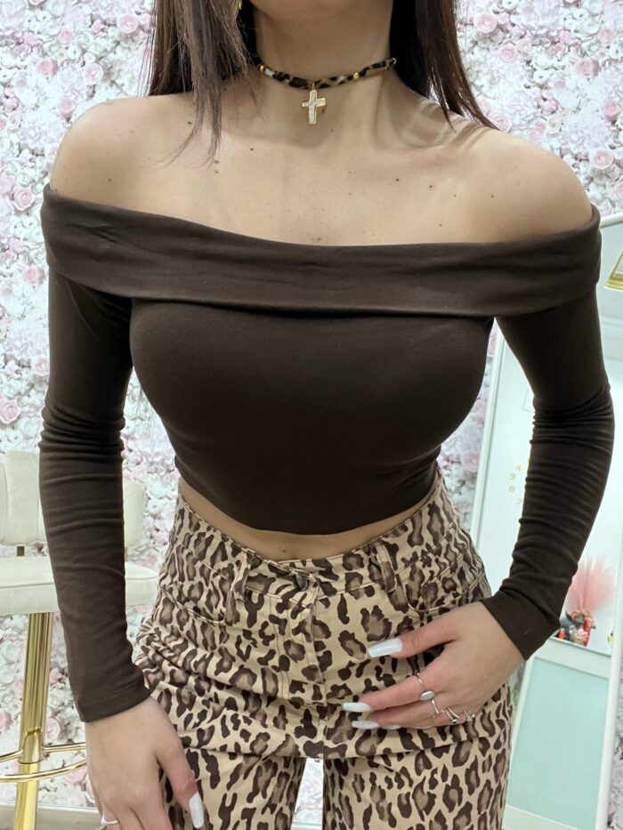 MAGLIA CROP CON SCOLLO A BARCA BY LUMINA