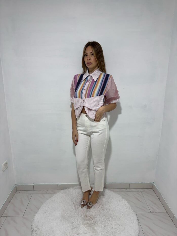 camicia crop multicolor - immagine 4