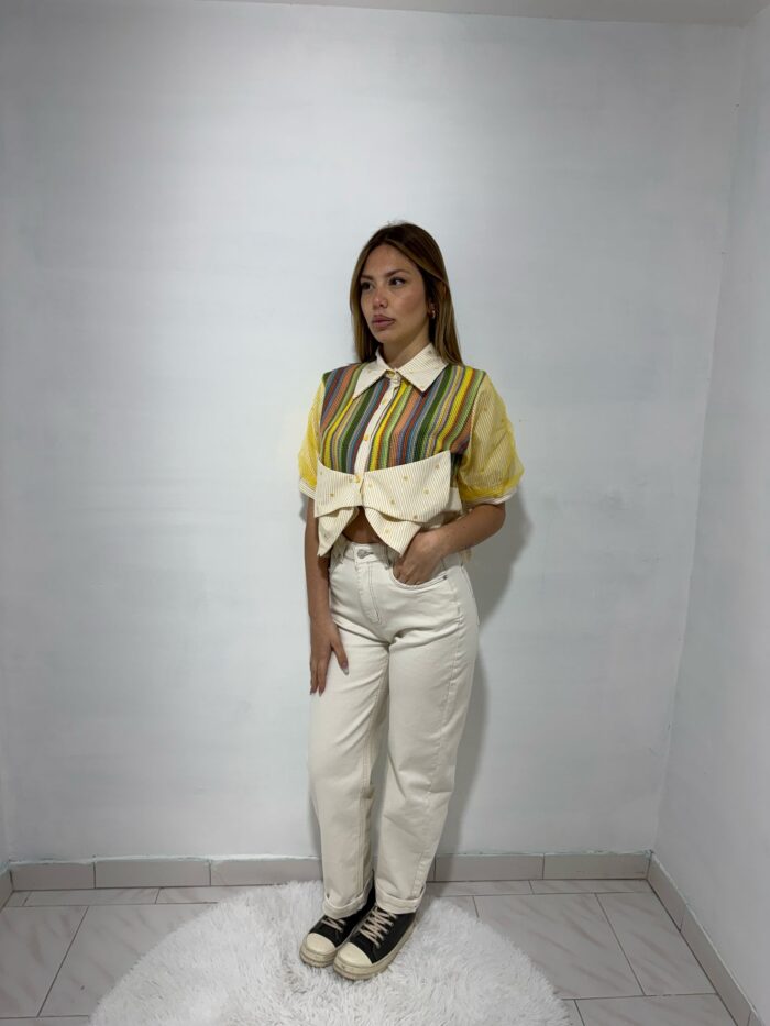 camicia crop multicolor - immagine 2