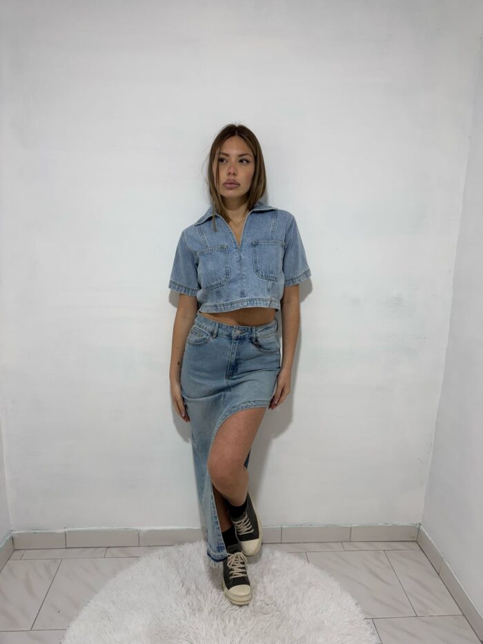 CAMICIA CROP IN DENIM BY LUMINA