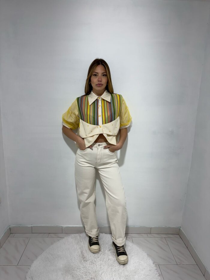 camicia crop multicolor