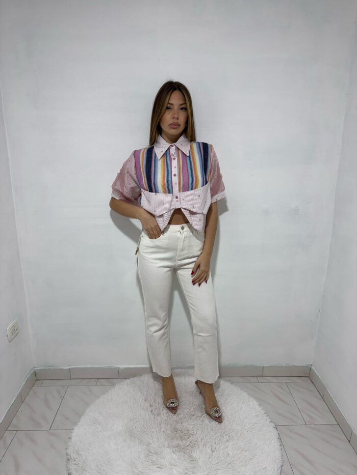 camicia crop multicolor - immagine 5